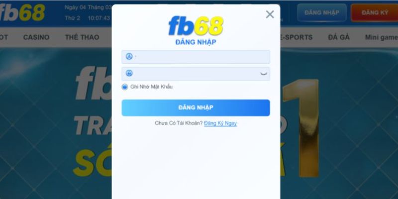 Đăng nhập FB68 theo các bước hướng dẫn dưới đây 